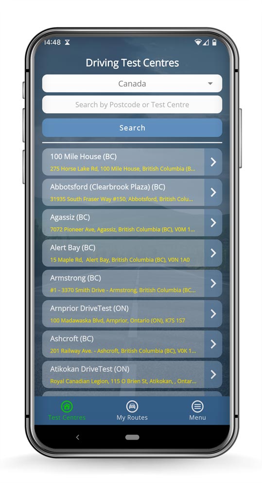 features of the canadian driving test routes app