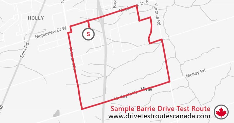 Barrie drive test route map