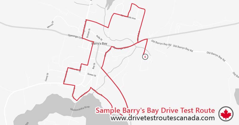 Barry's Bay drive test route map