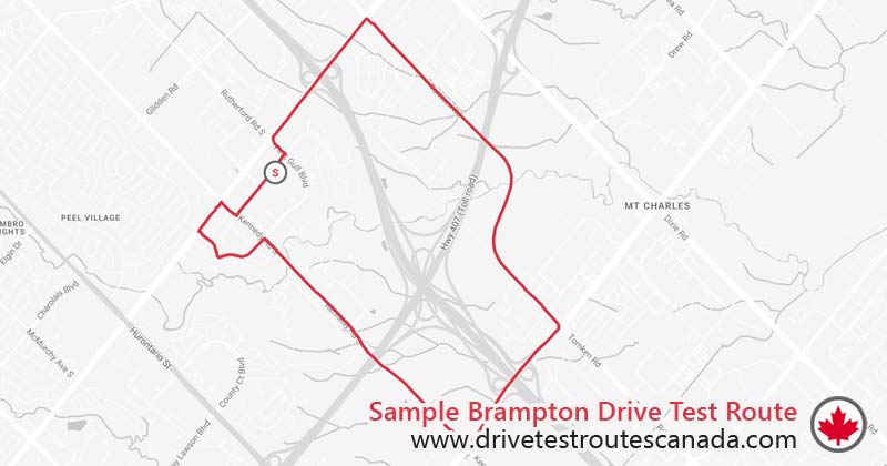 Brampton drive test route map