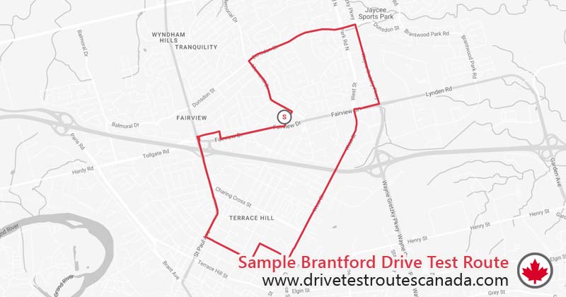 Brantford drive test route map