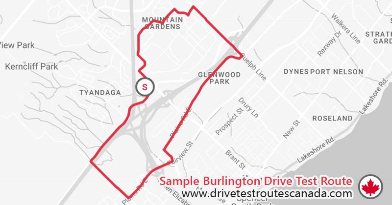 Burlington drive test route map