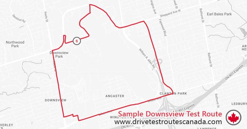 Downsview drive test route map