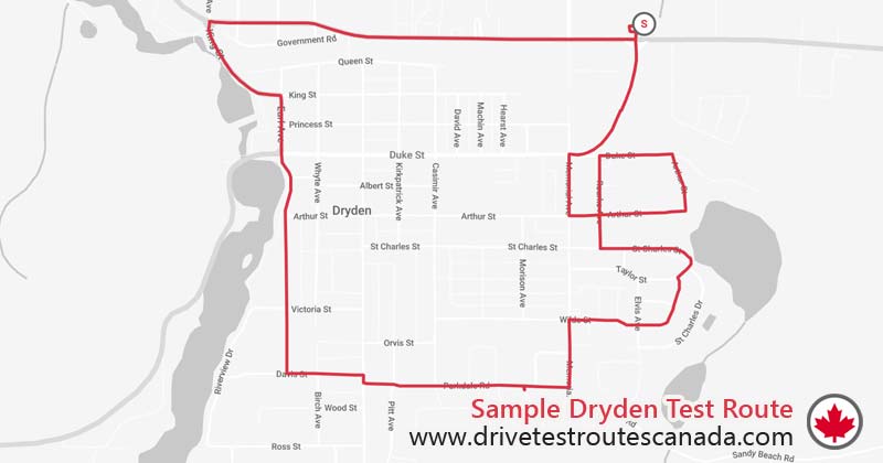 Dryden drive test route map