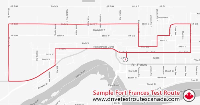 Fort Frances drive test route map