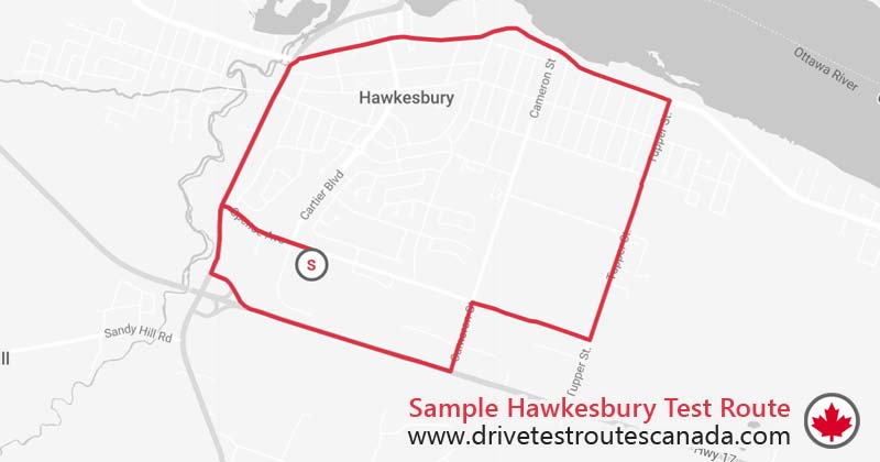 Hawkesbury drive test route map