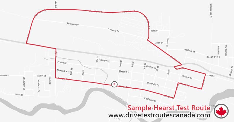 Hearst drive test route map