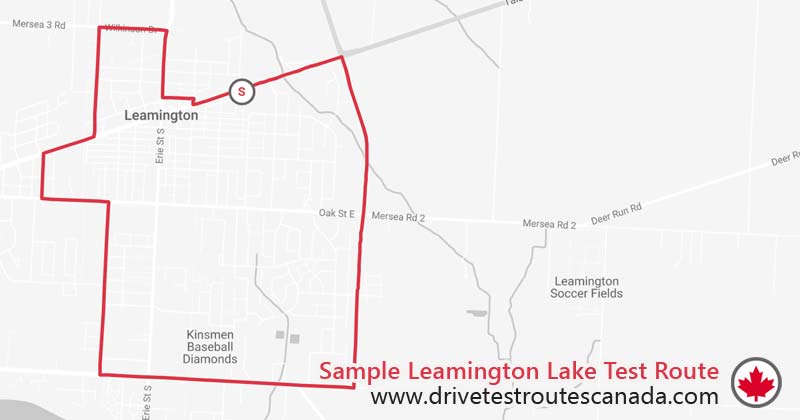 Leamington drive test route map