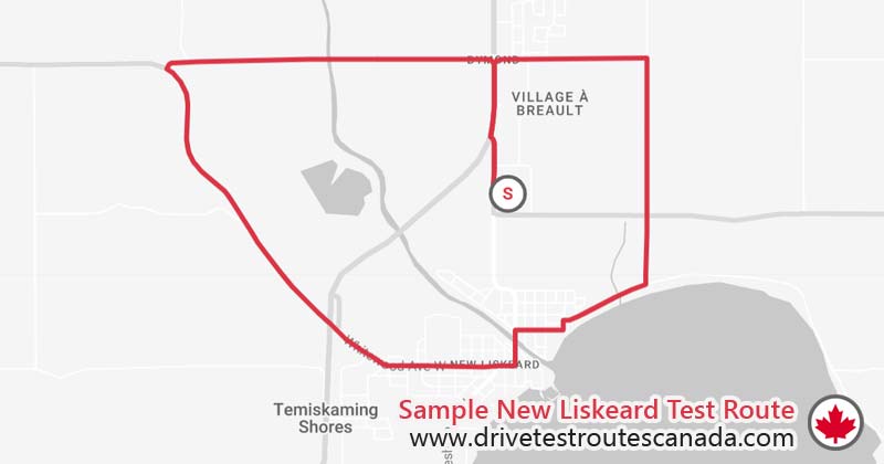 New Liskeard drive test route map