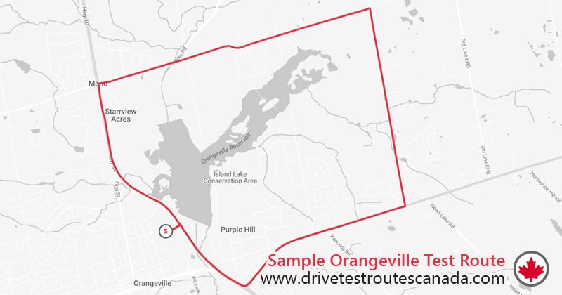 Orangeville drive test route map