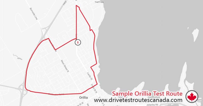 Orillia drive test route map