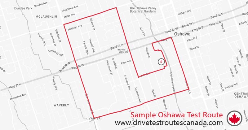 Oshawa drive test route map