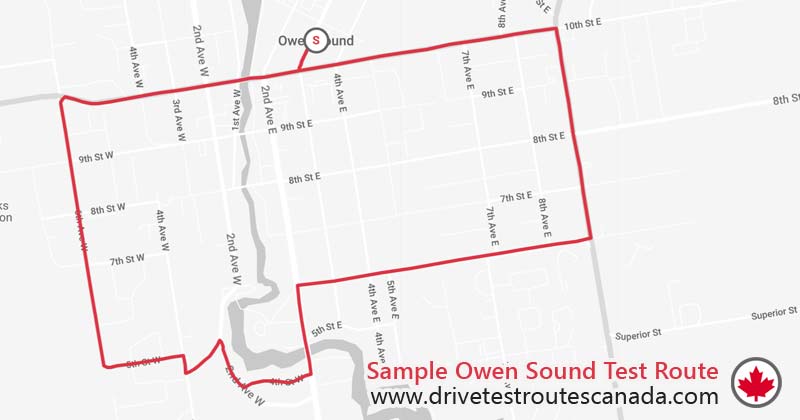 Owen Sound drive test route map