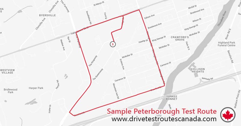 Peterborough drive test route map