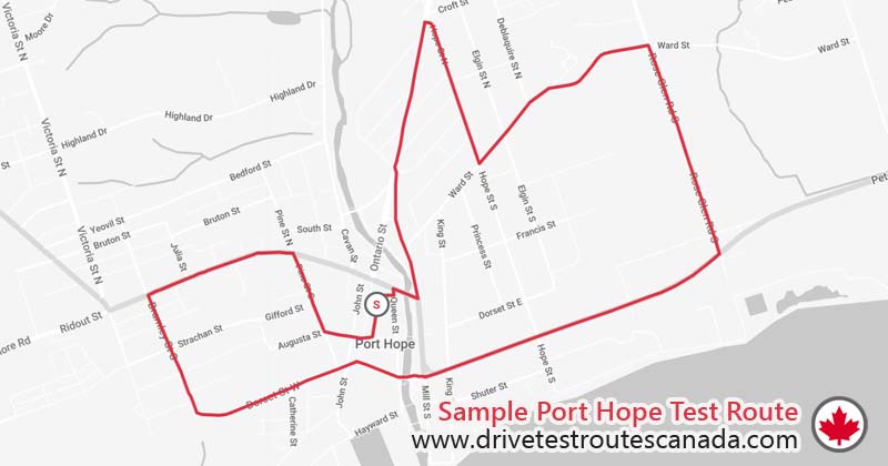 Port Hope drive test route map