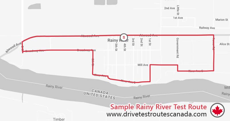 Rainy River drive test route map