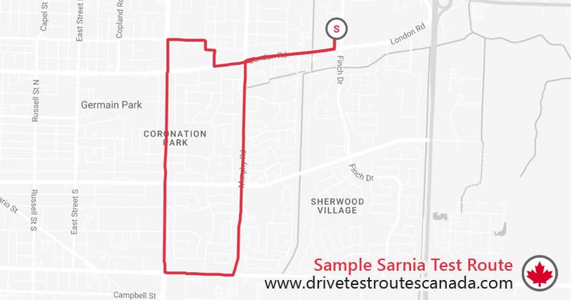 Sarnia drive test route map