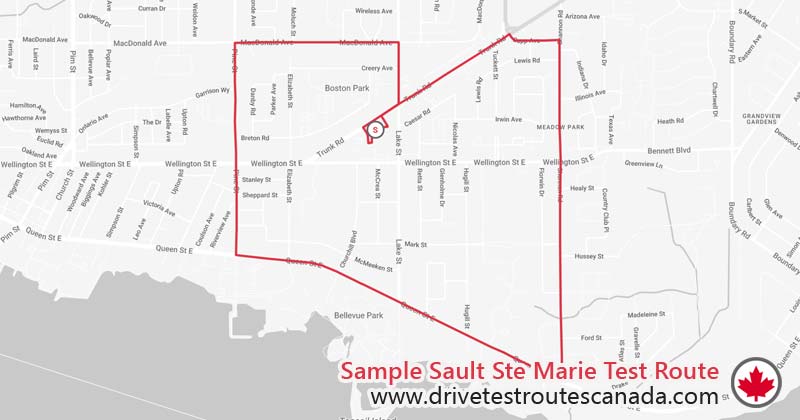 Sault Ste Marie drive test route map