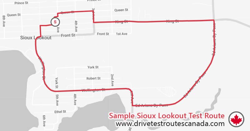 Sioux Lookout drive test route map