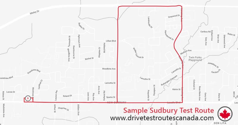 Sudbury drive test route map