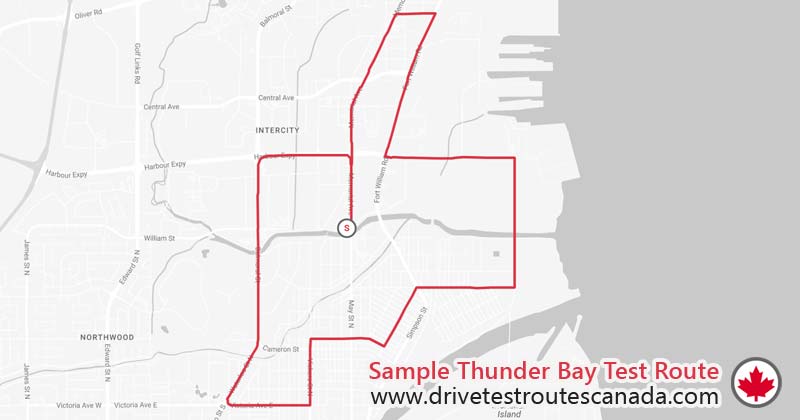 Thunder Bay drive test route map