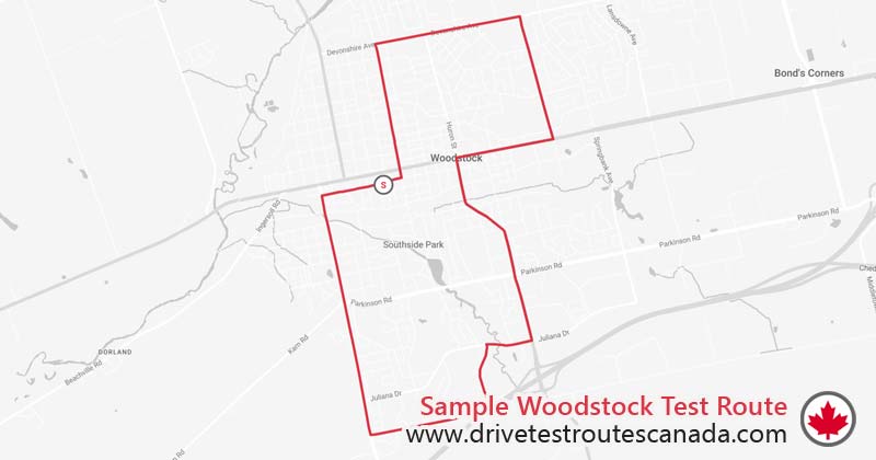 Woodstock drive test route map